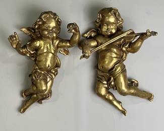 Gold Brushed Finish Angels Wall Art
