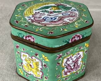 Chinese Cloisonné Tea Caddy