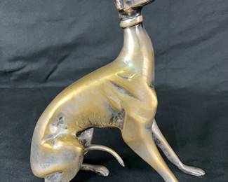 Silver-Washed Brass Greyhound Sculpture