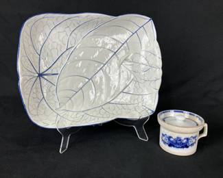 Early English Dish and Mustard Pot, Featuring Wedgwood