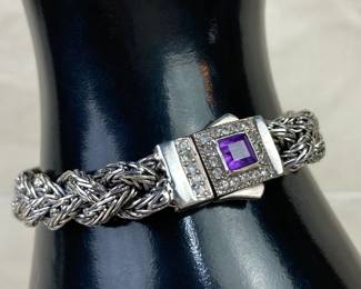 Phillip Gavriel Sterling Silver Braided Bracelet with Amethyst