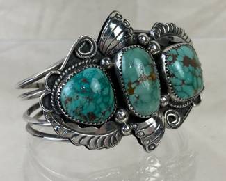 Native American Sterling Silver and Turquoise Cuff Bracelet