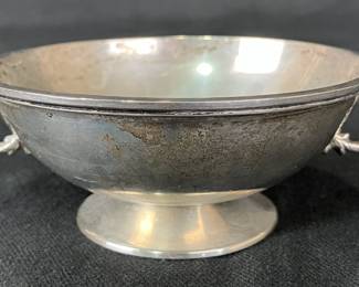 Sterling Silver Pedestal Bowl with Dolphin Handles