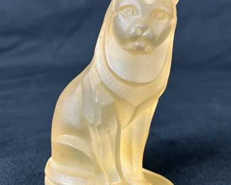 Signed Frosted Art Glass Cat