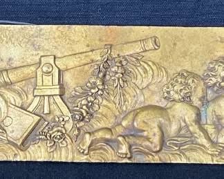 Brass Wall Plaque with Cherub Frieze
