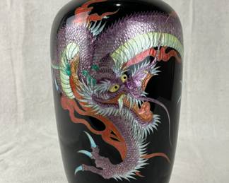 Meiji Period Japanese Cloisonné Vase with Dragon