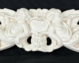 Plaster Cast Cherub Motif Plaque