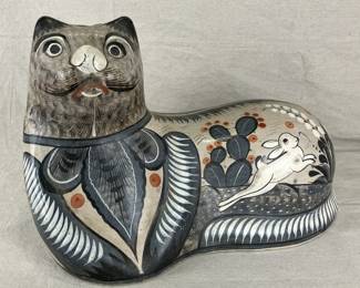 Folk Art Style Cat Sculpture