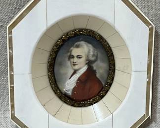 Painted Miniature Portrait, 18th Century Figure