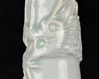 Dragon Motif Celadon Candlesticks