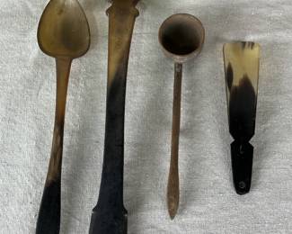 British Horn Ladle and Assorted Utensils