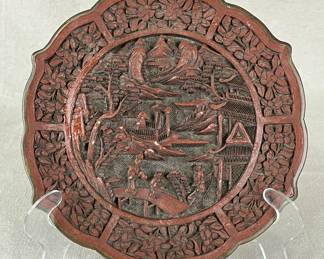 Carved Cinnabar Medallion