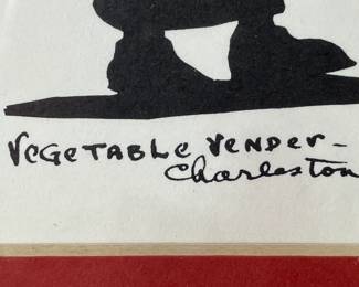 Clay Miller Rice " Vegetable Vendor" Silhouette Relief Print, 1936