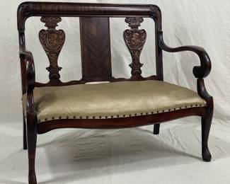 Heavily Carved Mahogany Settee