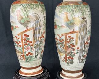 Pair of Japanese Satsuma Painted Vases