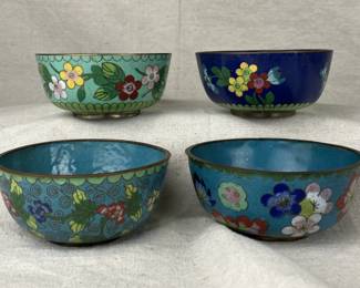 Set of Four Chinese Cloisonné Bowls