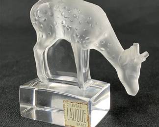 Lalique Frosted Crystal Deer Figurine
