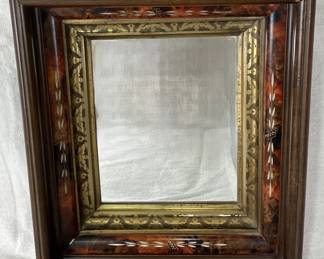 19th Century Mirror with Walnut and Burl Wood Frame