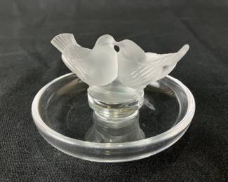 Lalique Art Glass Paperweight with Birds
