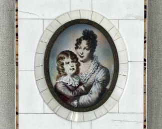 Portrait Miniature with Bone Frame