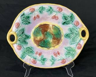 19th Century Majolica Berry Motif Bread Plate