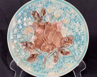 Majolica Plate with Wild Berry and Basket Motif
