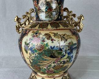 Japanese Satsuma Peacock Vase