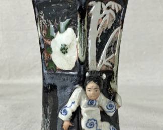Japanese Sumida Gawa Style Figurative Vase