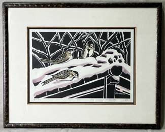 Masao Ido Bird Relief Print, Exhibition Proof, 1973