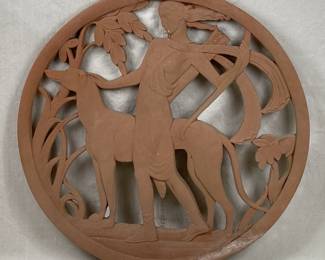 Early 20th Century Art Deco Architectural Diana the Huntress Plaster Medallion