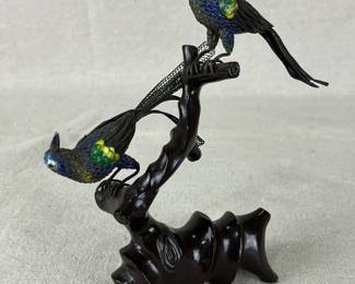 Sculpture with Cloisonné Birds