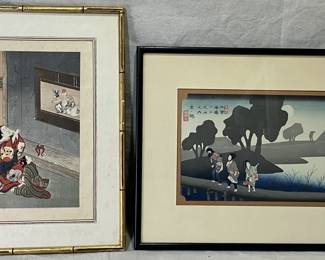 Pair of Japanese Woodblock Prints after Kiyoharu Kondo and Utawaga Hiroshige