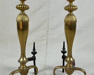 Ornate Brass Andirons