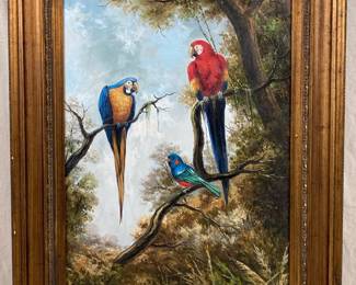 Birds of Paradise Oil On Canvas, 20th Century