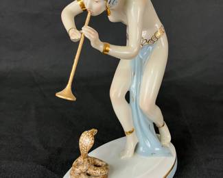 Royal Dux Porcelain Figurine, Snake Charmer