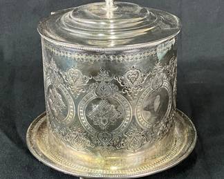 English Silver Plate Biscuit Barrel