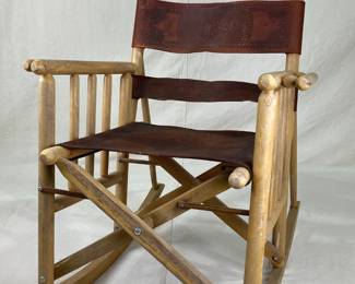 Campaign Style Leather Rocking Chair