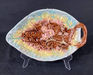 19th Century Majolica Begonia Leaf Dish