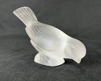 Lalique Frosted Crystal Sparrow Figurine