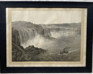 19th Century Lithograph of Niagara Falls