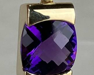 14K Gold Amethyst Pendant
