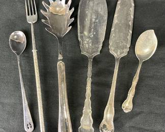 Silverplate Six-Piece Flatware Assortment Featuring Gorham Sterling
