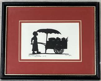 Clay Miller Rice " Vegetable Vendor" Silhouette Relief Print, 1936