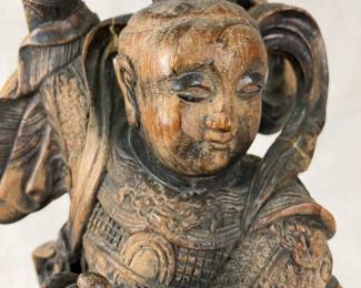 Chinese Carved Wood Figure of Guan Yu