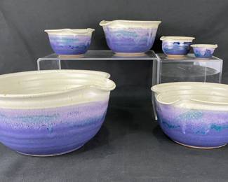 Glazed Stoneware Studio Pottery Nesting Bowls