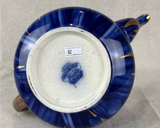 Wardle Flow Blue and Gold Teapot