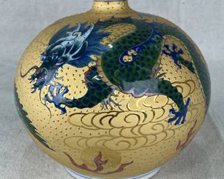 Japanese Cloisonné Vase with Dragon and Phoenix