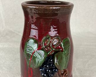 Annette Meaders Vase with Grape and Vine Motif
