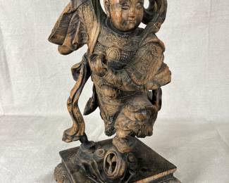 Chinese Carved Wood Figure of Guan Yu