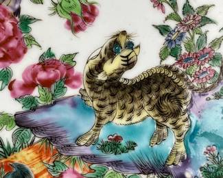 Early Chinese Famille Rose Plate with Leopard